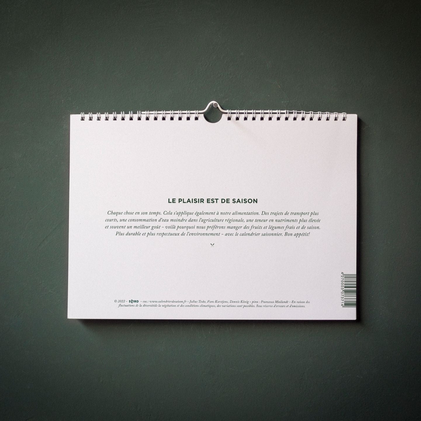 Calendrier de saison - fruits et légumes