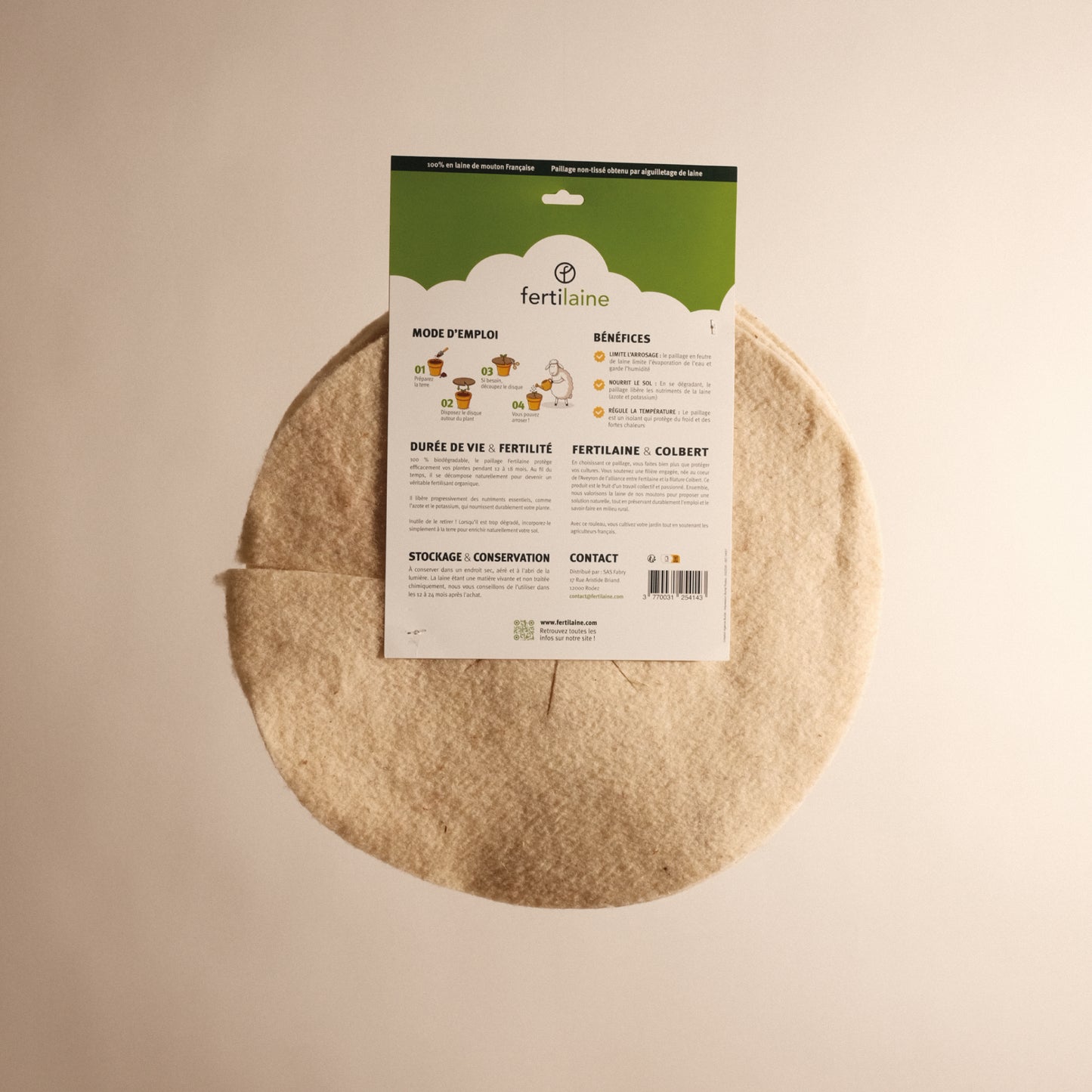 Disques paillage 100% laine - Fabriqué en France 🇫🇷